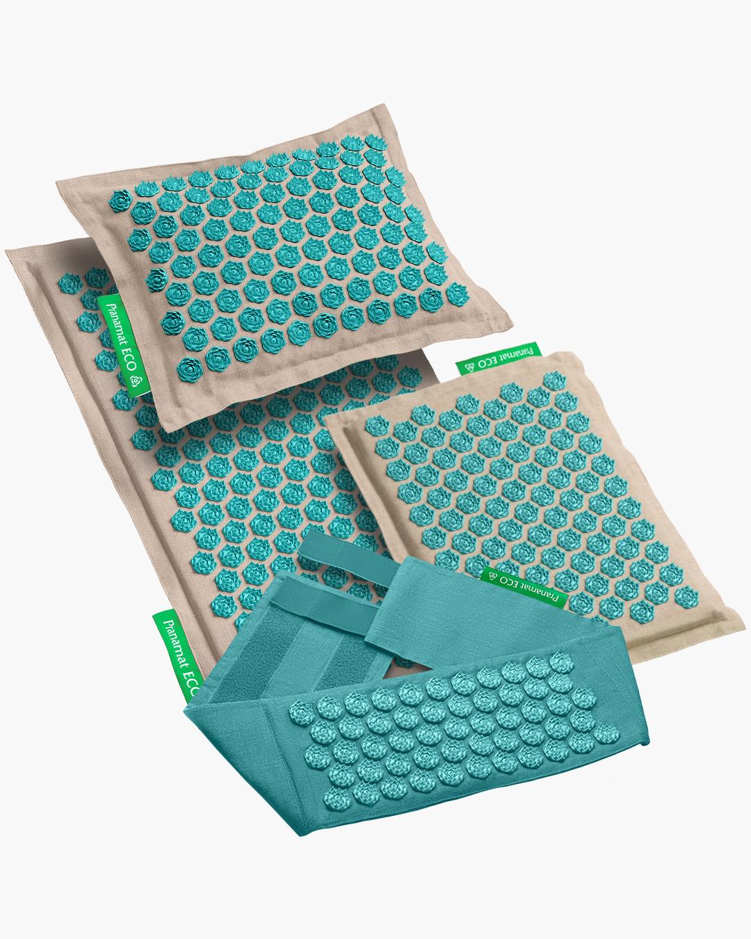 Pranamat + PranaPillow + Mini + PranaBelt (Natural/Turquoise)
