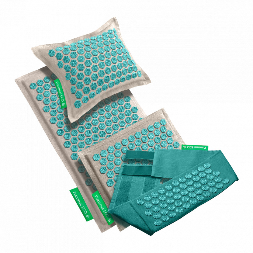 Pranamat + PranaPillow + Mini + PranaBelt (Natural/Turquoise)